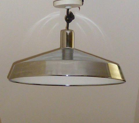 Modernist 1950's Large Polished Chrome Industrial Light (1 of 4)