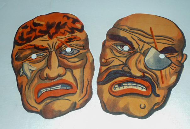 2 Early Halloween Scary Masks Vintage 1940's (1 of 2)