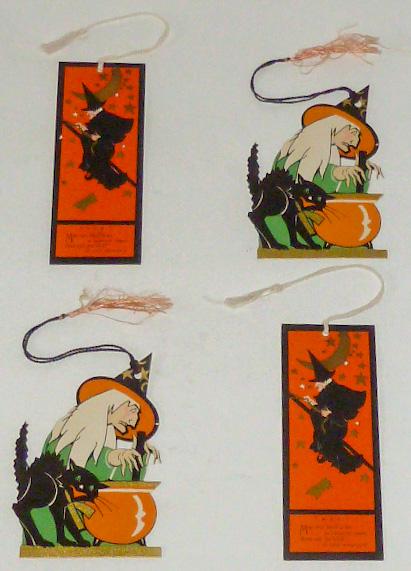 Halloween Tally Cards Set of Four Witches Bats Cats (1 of 6)