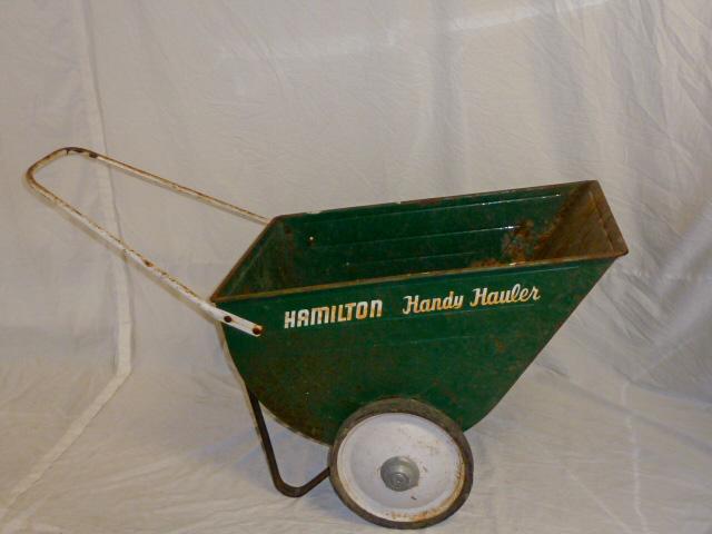 Hamilton Handy Hauler Garden Wheelbarrow: Make your yardwork more enjoyable with this Handy Hauler wheelbarrow in retro green. Or when you get tired of doing yardwork turn the wheelbarrow into a planter… measures 46" from front to handl