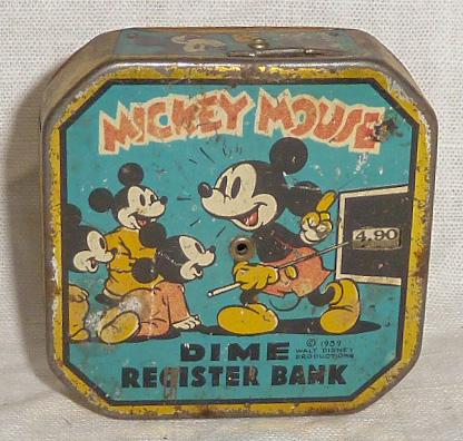 1950's Mickey Mouse Dime Register Bank (1 of 6)