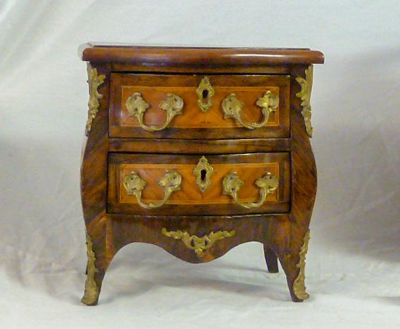 Miniature French 2 Drawer Inlaid Marquetry Dresser (1 of 3)