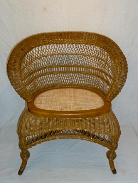 Signed Heywood Wakefield Wicker Conversation Chair (1 of 9)