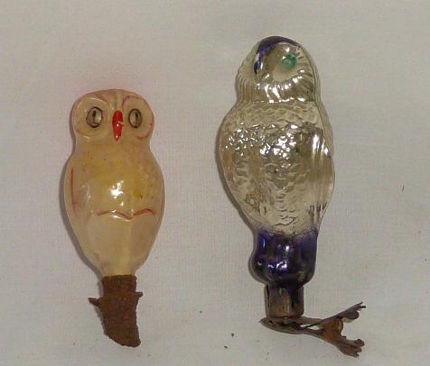 Antique Rare Christmas Holiday Ornaments of Two Owls (1 of 2)