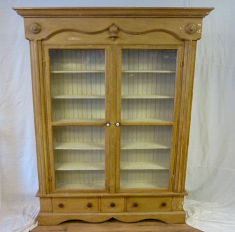 Oversized Painted Cabinet W/Two Glass Doors Over 3 (1 of 5)