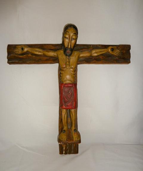 Vintage Folk Art Polychrome Santos on Crucifix (1 of 5)
