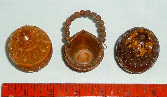 Hand Pierced 1800's Treen Basket plus Two Pomanders (1 of 2)