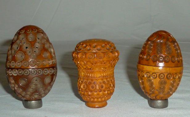 19th Century Coquilla lot of three Scent Spice Holders (1 of 3)