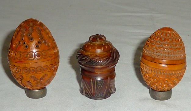 Three Antique Wood Carved Scent Vessels (1 of 3)