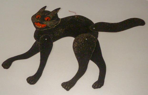 Large Black Scary Halloween Cat 15" by 20" U.S.A. 1930 (1 of 5)