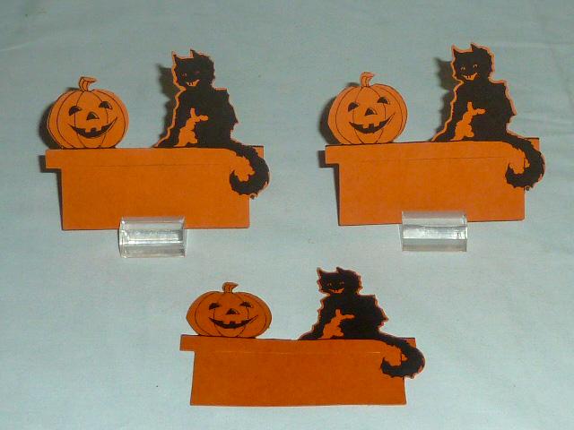 1940's Scary Black Cat & Laughing Pumpkin 3 Place Cards (1 of 5)