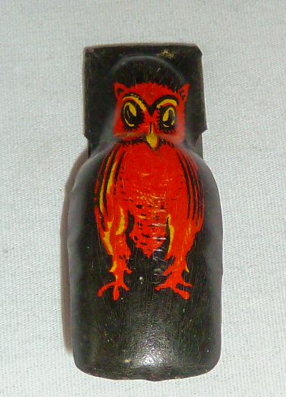 German Antique Halloween Scary Owl Metal Clicker (1 of 3)