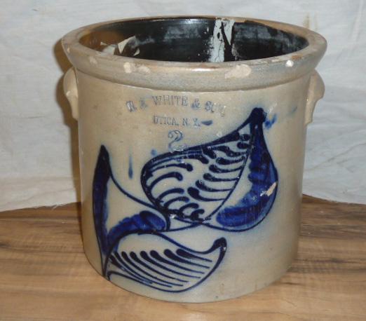 Antique 2 Gallon N.A. White Utica N.Y Crock Cobalt Blue (1 of 5)