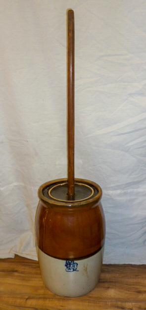 Antique Primitive Stoneware 5 Gallon Butter Churn (1 of 6)