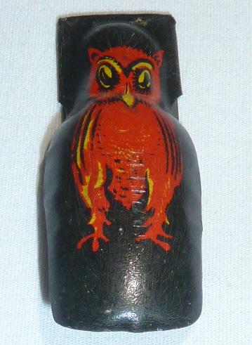 German Antique Halloween Scary Owl Metal Clicker (1 of 4)