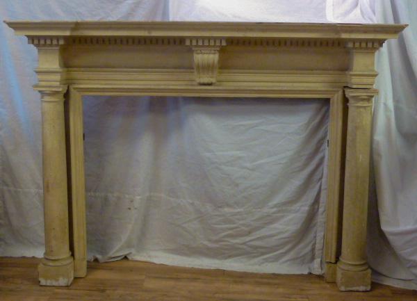 Antique Painted Fireplace Mantel Dentil Molding Columns (1 of 4)