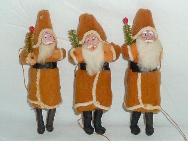 Antique Felt Santa Claus set of three Vintage 1950 set (1 of 2)