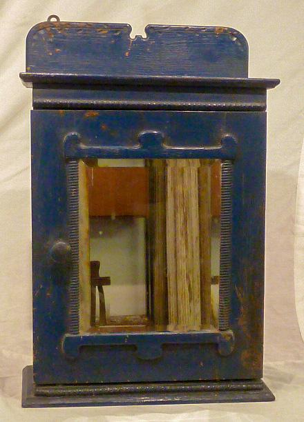 American Primitive Blue Hanging Cabinet w/Mirror (1 of 5)