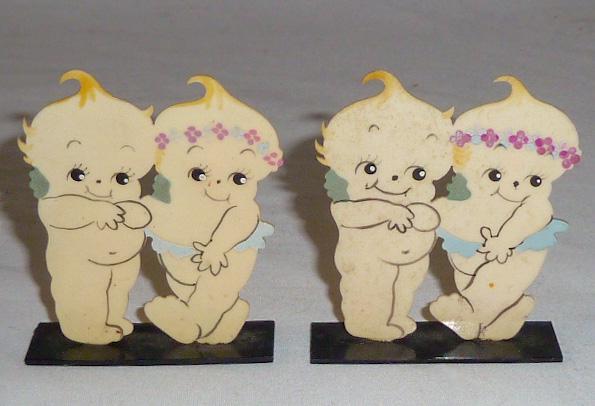 Rose O'Neill Celluloid Kewpie Place Card Figures Signed (1 of 4)