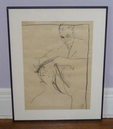 Joe Eula Fashion Illustrator Mr. Kenneth in His Salon: Displayed at Lily Dache 56th Street Salon (1 of 5)