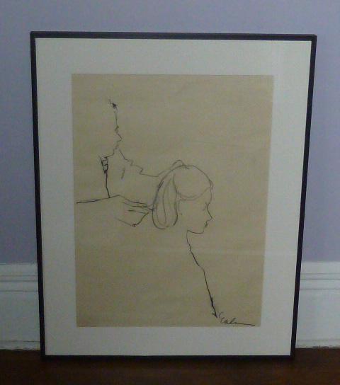 Joe Eula Illustration Kenneth Battelle in His Salon: Displayed at Lily Dache 56th Street Salon N.Y.C (1 of 5)