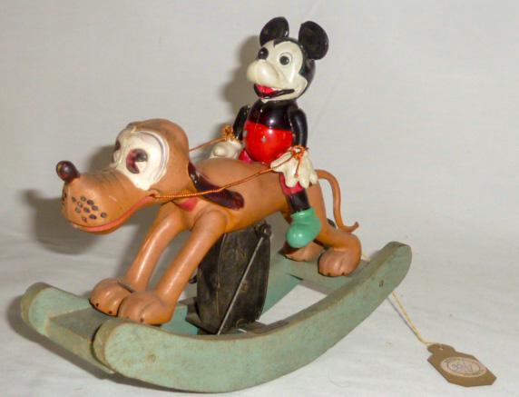 Mickey Riding Pluto: Celluloid Rocker Toy 1930's (1 of 4)