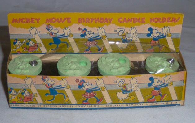 1930's Mickey Mouse Birthday Candle Holders w/Box (1 of 7)