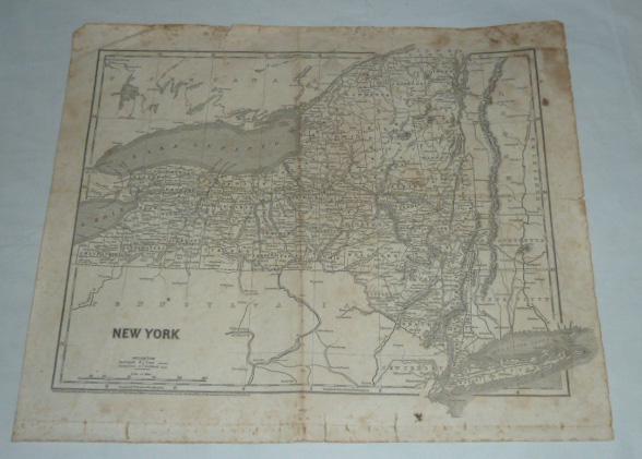 1842 Map of New York by Sidney Morse & Samuel Breese: Sidney E. Morse and Samuel Breese map of New York & City of New York. City of New York is on one side of page , other side State of New York. Text on bottom left side of both maps : Entered according