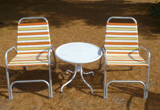 Pair MCM Outdoor Chairs and Table by Telescope USA (1 of 3)