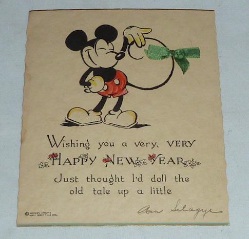 1930's Mickey Mouse Happy New Year Card - Hall Brothers (1 of 4)
