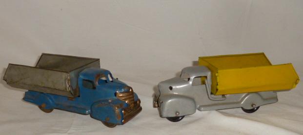 Two 1930's Pressed Steel Dump Trucks Made in USA (1 of 5)