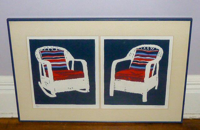MCM Lithograph Two Wicker Chairs 2/350 Tonner (1 of 4)
