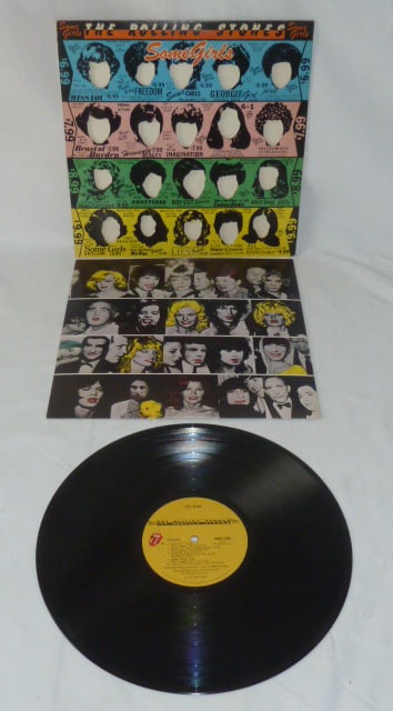 The Rolling Stones Vinyl Album - Some Girls - 1st Version - Celebrity Faces: The Rolling Stones vinyl album, Some Girls, Label: Rolling Stones Records - COC 39108. First version - Die-cut with Celebrity Faces - released June 1978. Shortly after release, this version was withdr