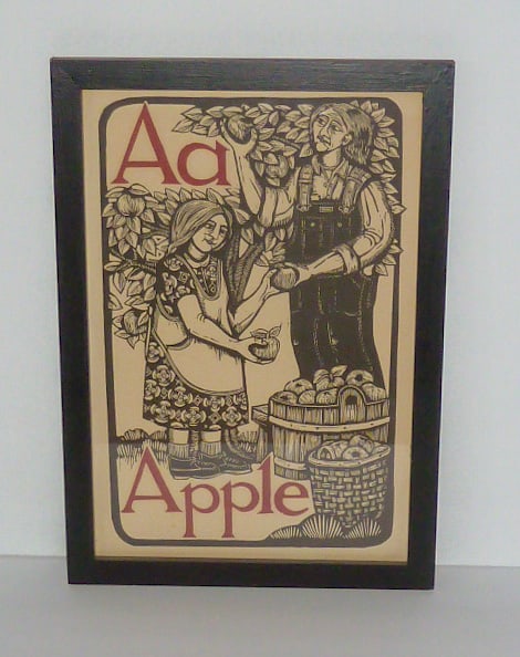 Mary Azarian - Farmer's Alphabet - "A" - Wood Cut Prints - Life in Vermont - 1970: Mary Azarian - is an American woodcut artist and children's book illustrator. She was a teacher in 1963, in one of Vermont's last one-room schools. Using her Fine Arts Degree she decorated the schoolh