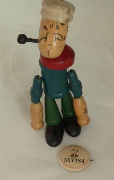POPEYE WOOD JOINTED FIGURE MADE BY JAMAR 1935 AND A (1 of 9)