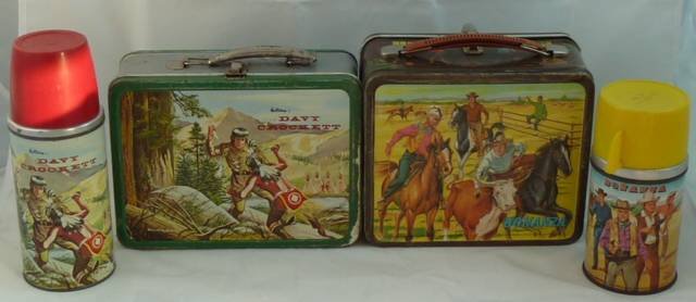 DAVY CROCKETT & BONANZA LUNCHBOXES ORIG THERMOS (1 of 5)