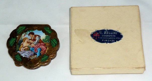U.BELLINI ENAMEL COMPACT " LOVERS" 800 SILVER (1 of 8)