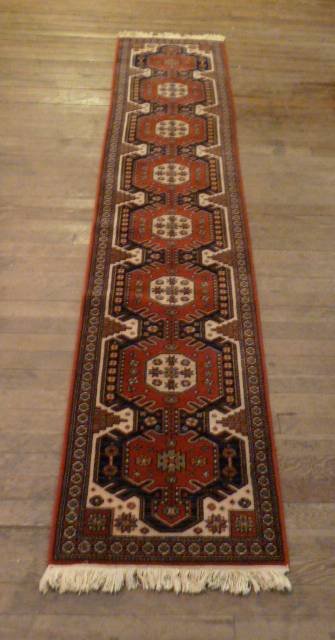 HAND MADE PERSIAN RUNNER RUG BROWN BACKGROUND (1 of 3)