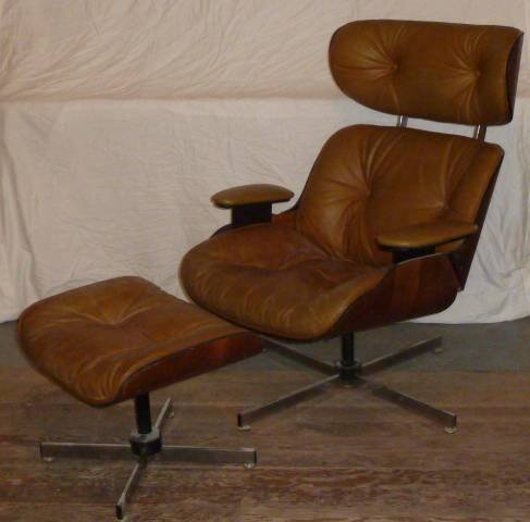 VINTAGE EAMES STYLE LOUNGE CHAIR AND OTTOMAN (1 of 4)