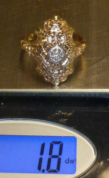 14KT GOLD LADIES RING , ART DECO , FILIGREE (1 of 3)
