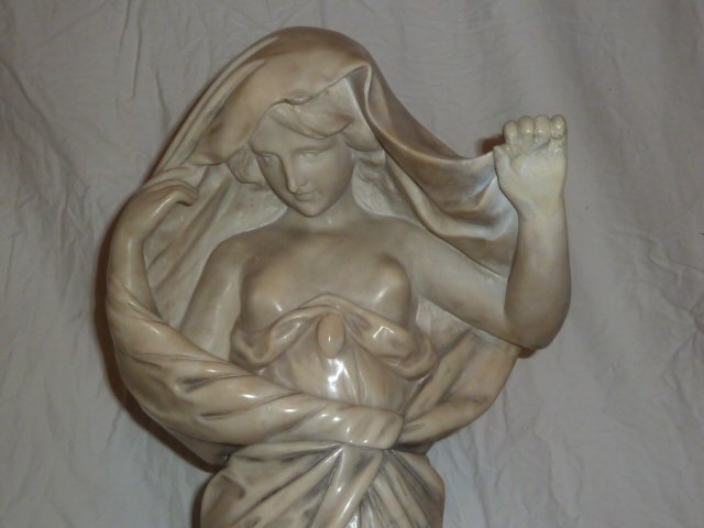 A. CIPRIANI MARBLE SCULPTURE SCANTLY CLAD WOMAN (1 of 5)