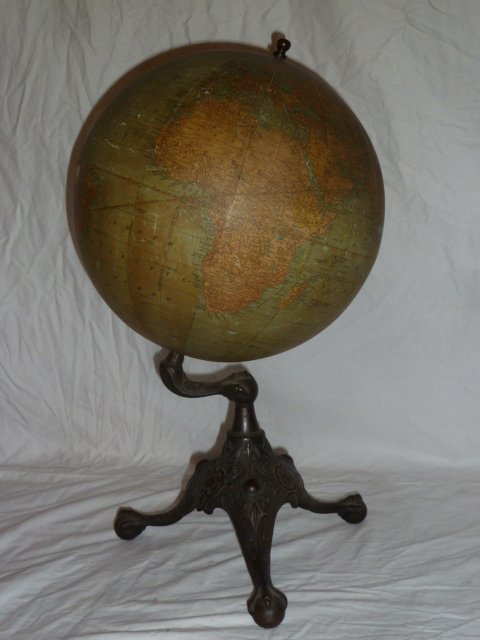 1900'S RAND MCNALLY TERRESTRIAL GLOBE CLAW & BALL FEET (1 of 7)