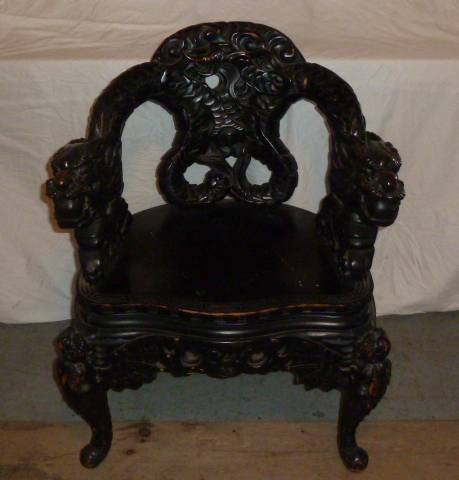 1920'S CHINESE HIGHLY CARVED CHAIR WITH SERPENTS (1 of 6)