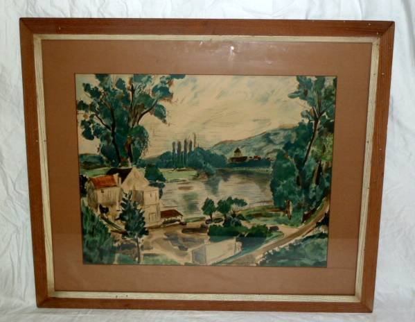 WATERCOLOR EUROPEAN LAKE SCENE - DUNOYER (1 of 6)