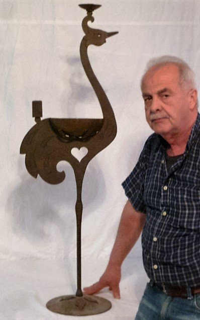 GOBERG HAND WROUGHT BIRD ASHTRAY CANDLESTICK (1 of 6)