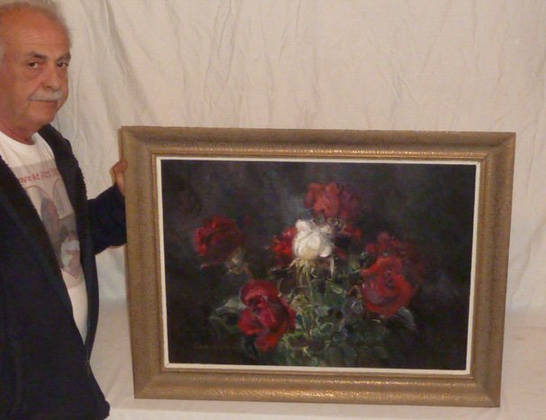 REMARKABLE STILL LIFE ROSES SIGNED ILLEGIBLE SIGNATURE (1 of 6)