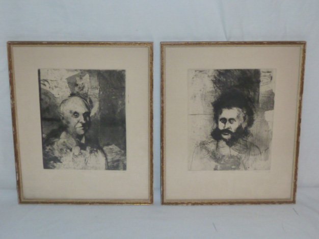 2 PATTERSON ENGRAVINGS 1960'S ILLEGIBLE TITLES: SHOWING THE FOURTH OF FIVE LOTS OF ENGRAVINGS IN THIS SALE BY PATTERSON . THIS LOT HAS TWO ENGRAVINGS AND THEY ARE BOTH ARTIST PROOFS. ILLEGIBLE TITLES , IMAGES MEASURES 8 1/2" BY 10 1/2" FRAMES MEASU