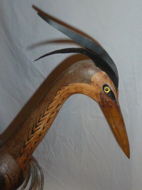 CUSTOM MADE WOOD & METAL EGRET ARTIST SIGNED (1 of 6)