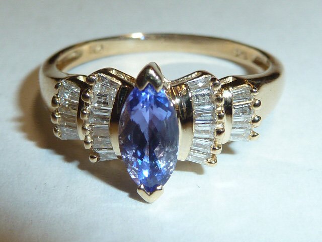 14KT GOLD RING WITH TANZANITE AND DIAMONDS (1 of 3)