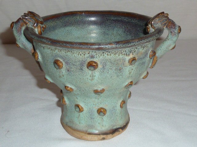 ANTIQUE CHINESE GLAZED VASE DRAGON HANDLES (1 of 6)